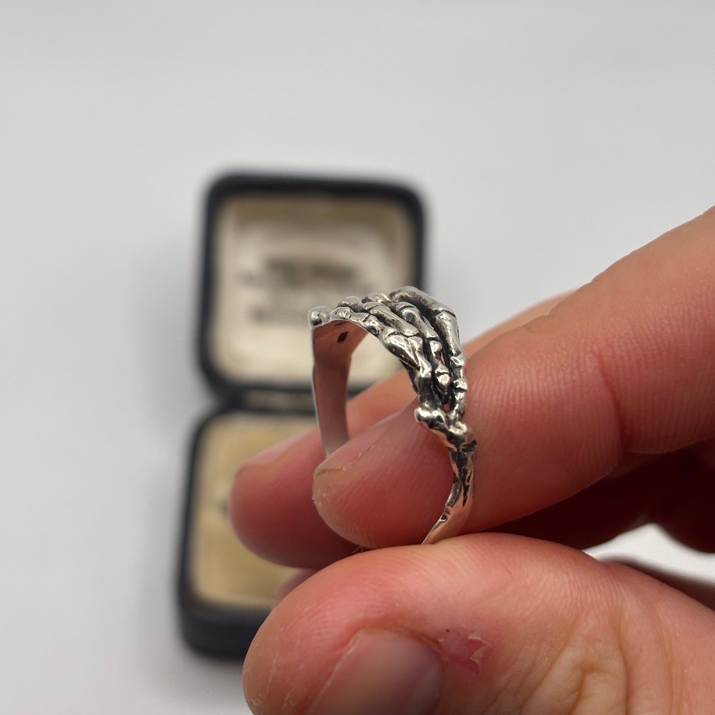 Silver Skeleton Hand Ring