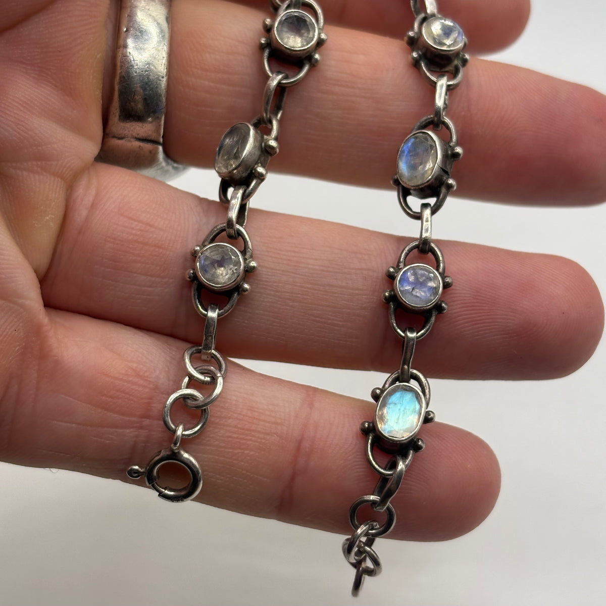 Silver 7.5”-8” Moonstone Bracelet