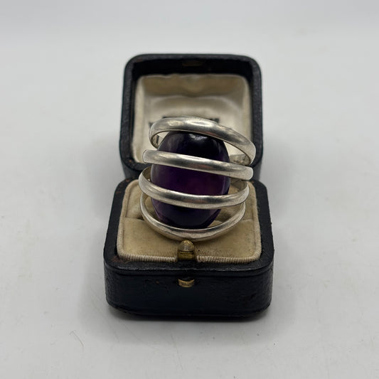 Silver Large Amethyst Ring (S)