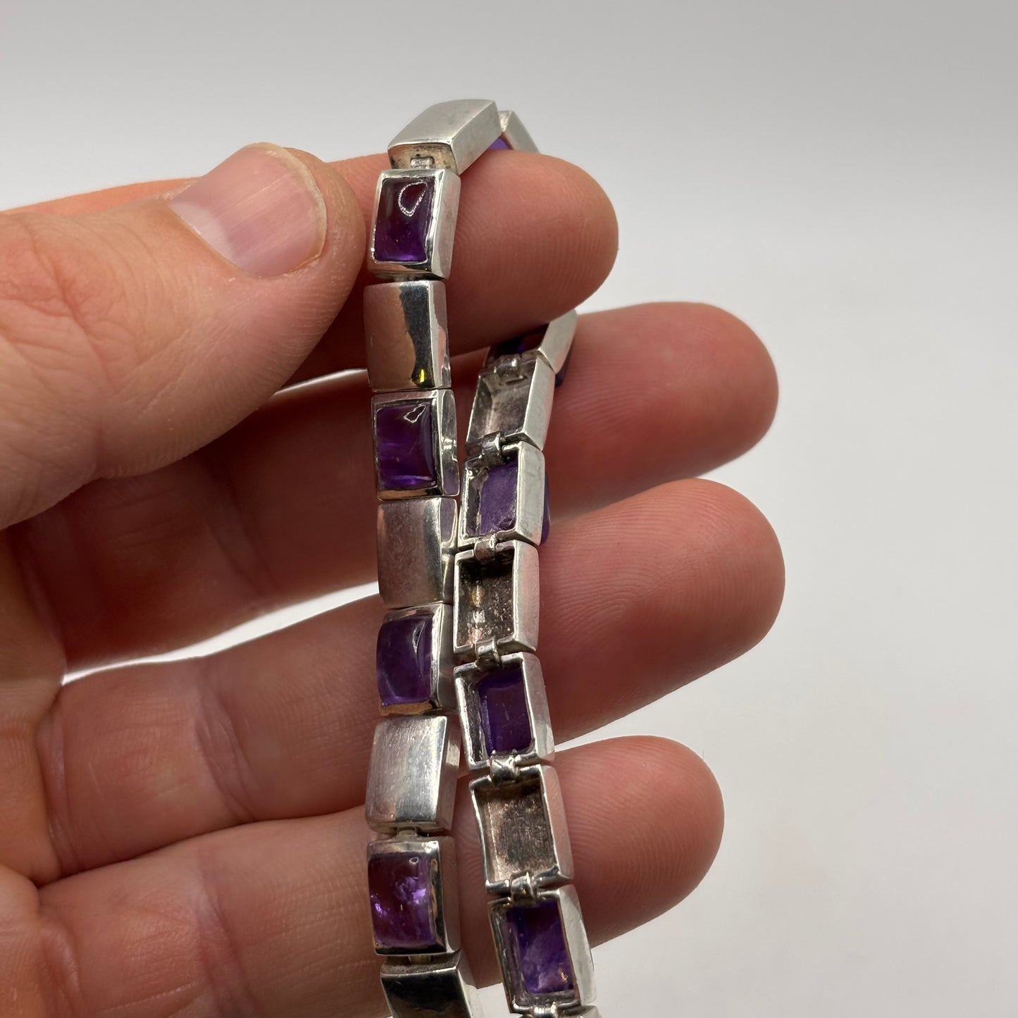 Silver 7” Amethyst Bracelet