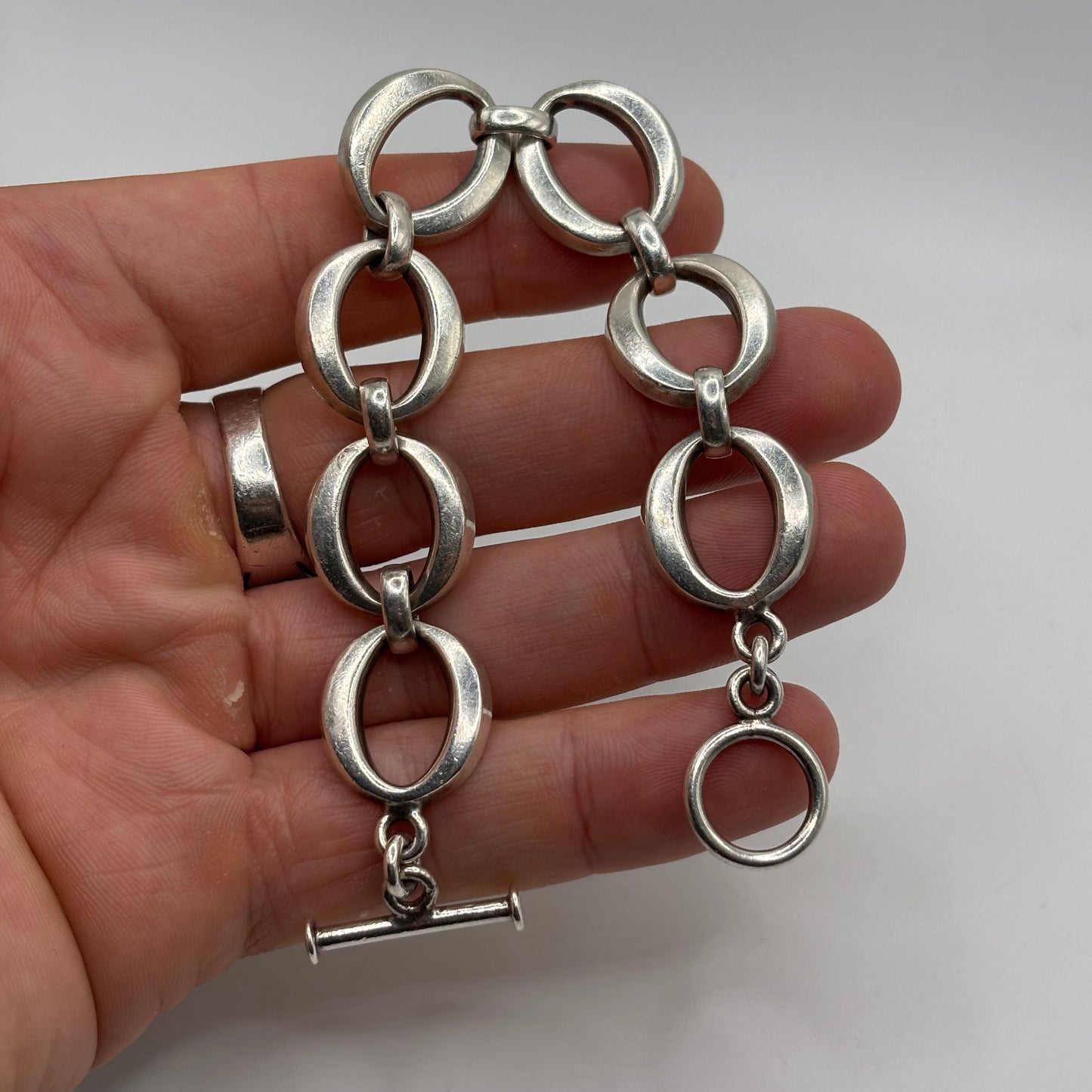 Silver 7.5” Chunky Bracelet