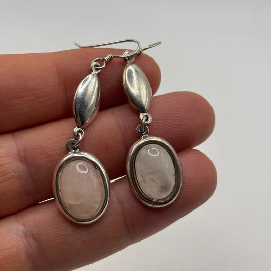 Silver Rose Quartz Earrings
