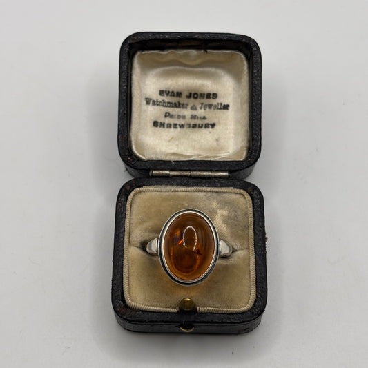 Silver Amber Ring (O 1/2)