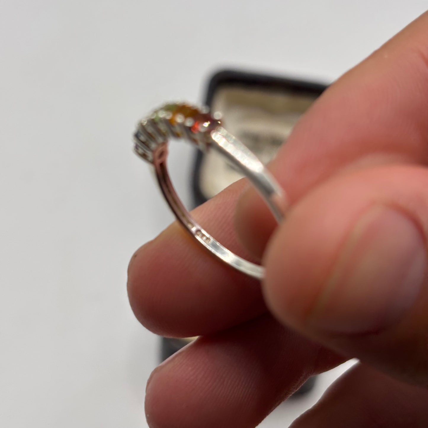 Silver Multi Gem Ring (T 1/2)