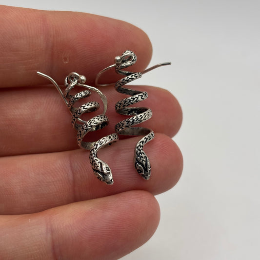 Silver Snake Earrings