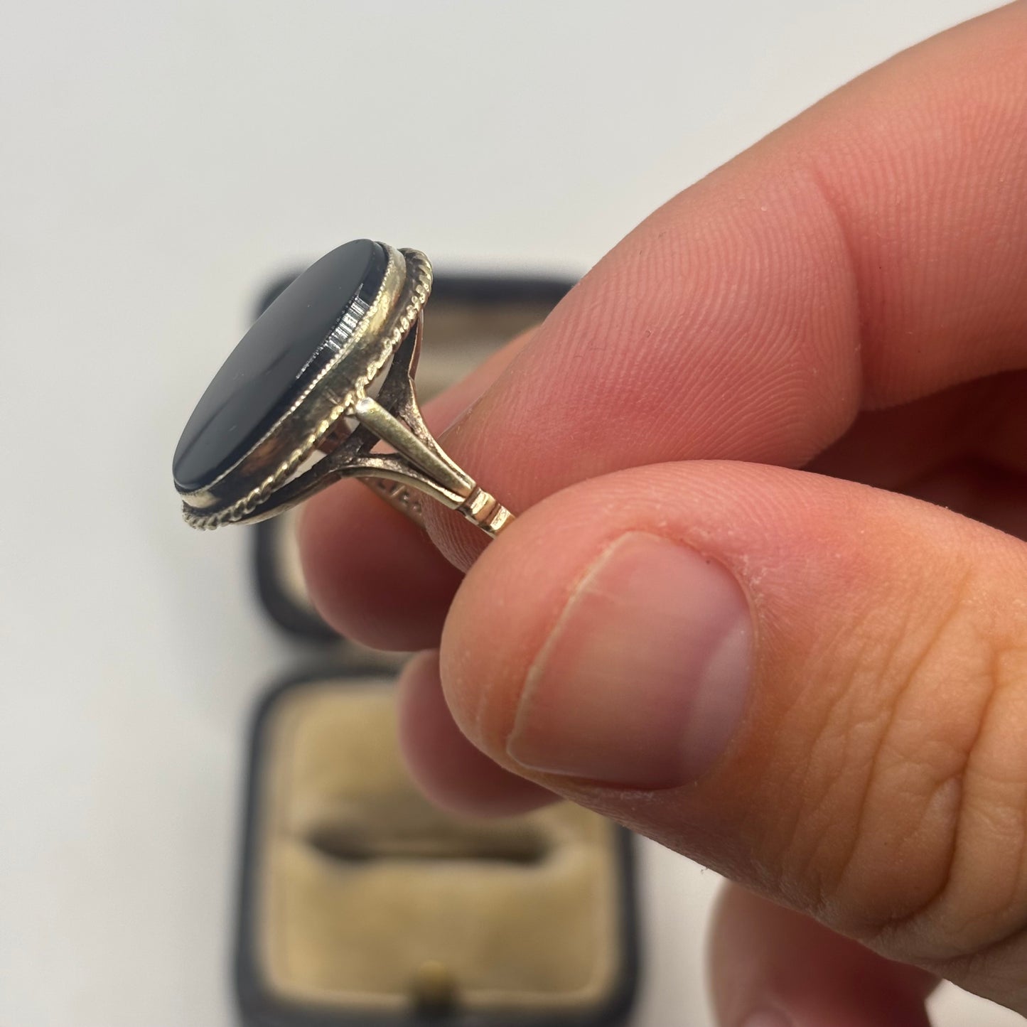 Silver Gold On Silver Onyx Ring (O)