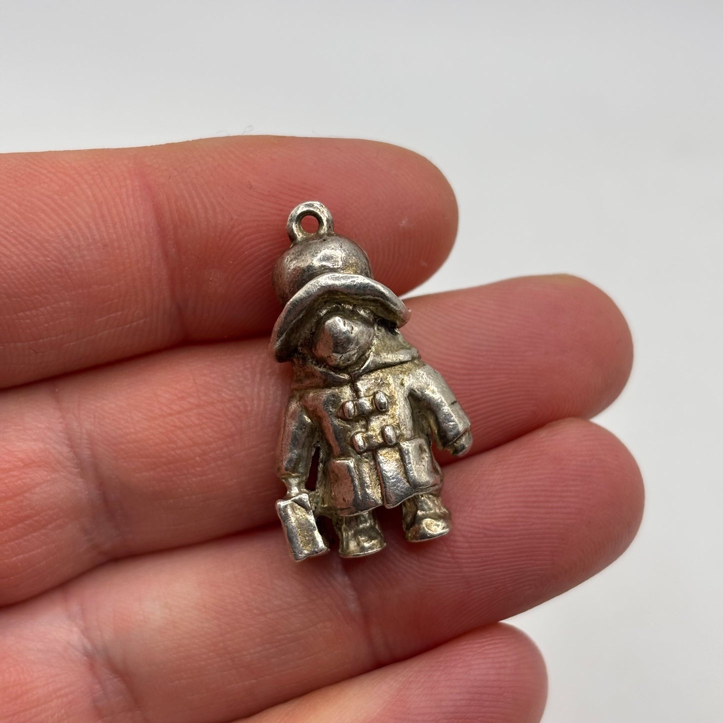Silver Solid Paddington Bear Pendant