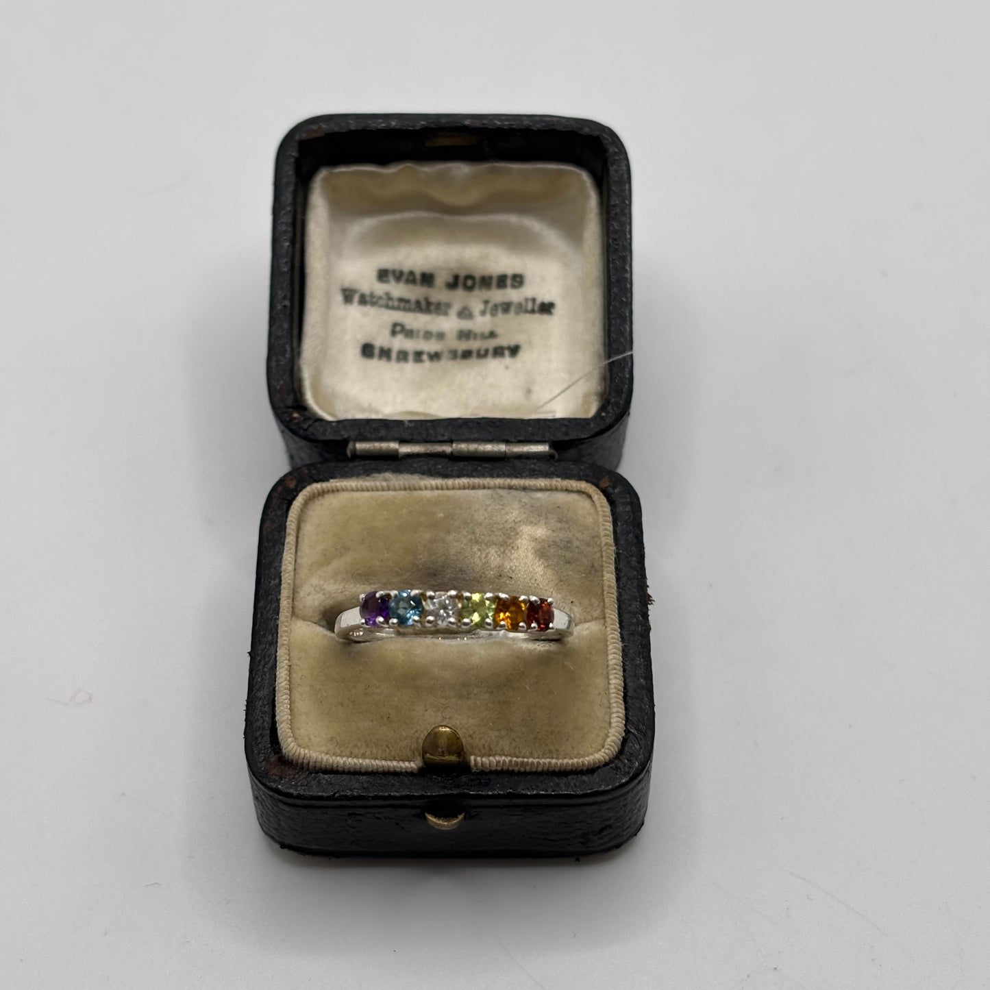 Silver Multi Gem Ring (T 1/2)