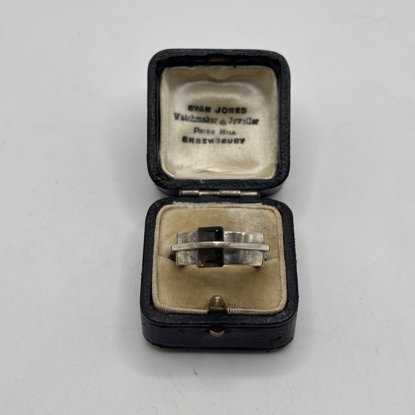 Silver Heavy Smokey Quartz Ring