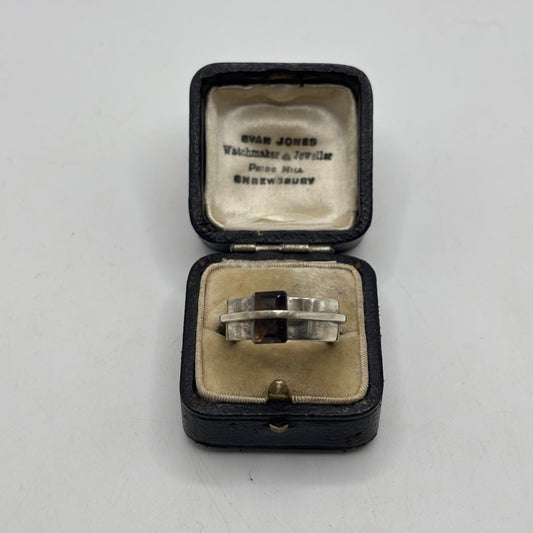 Silver Heavy Smokey Quartz Ring