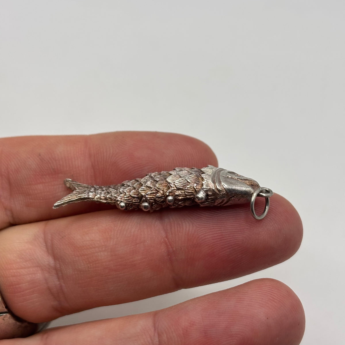 Silver Vintage Articulated Fish Pendant
