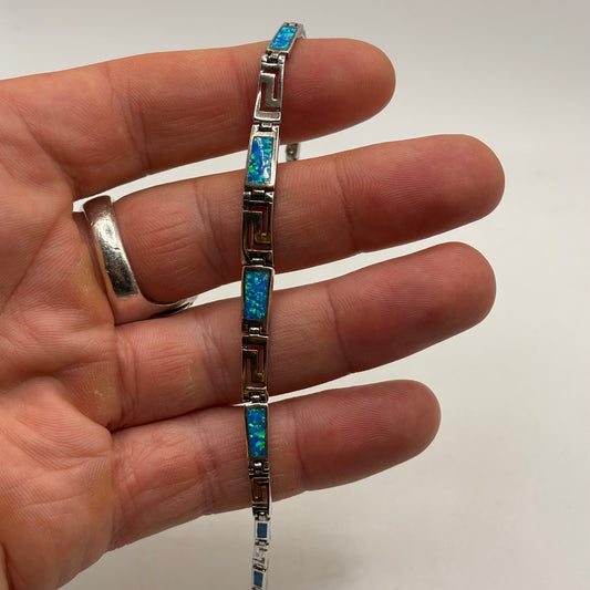 Silver 7” Opal Greek Bracelet
