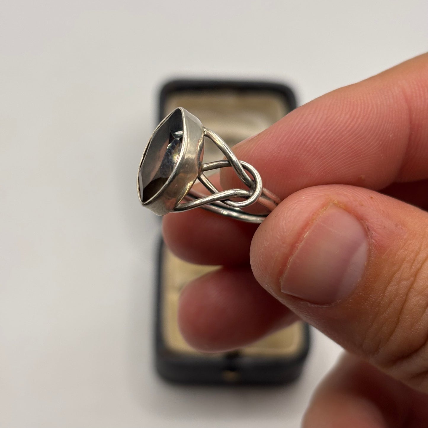 Silver Smokey Quartz Ring (N)