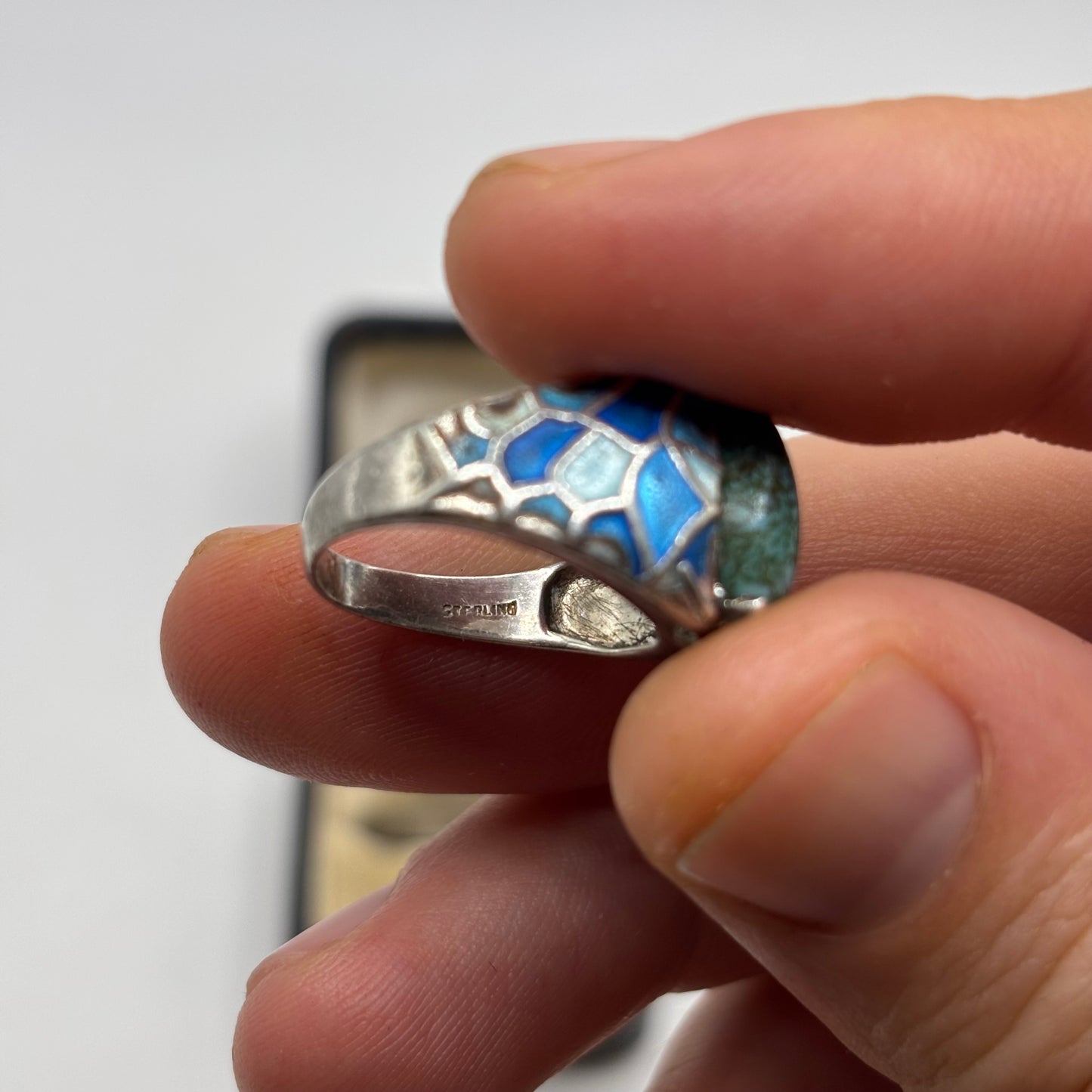Silver Turquoise & Enamel Ring