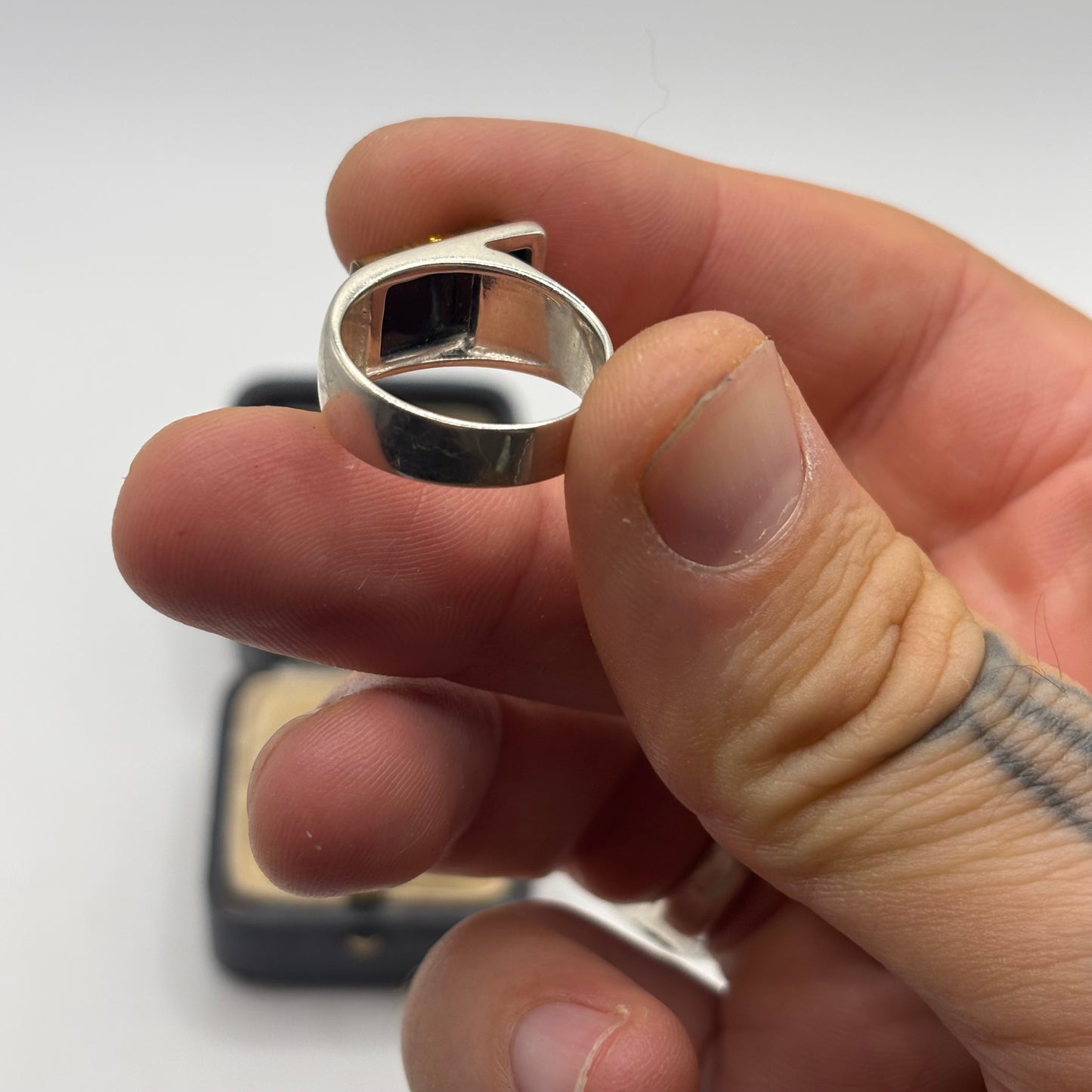 Silver Amber Ring