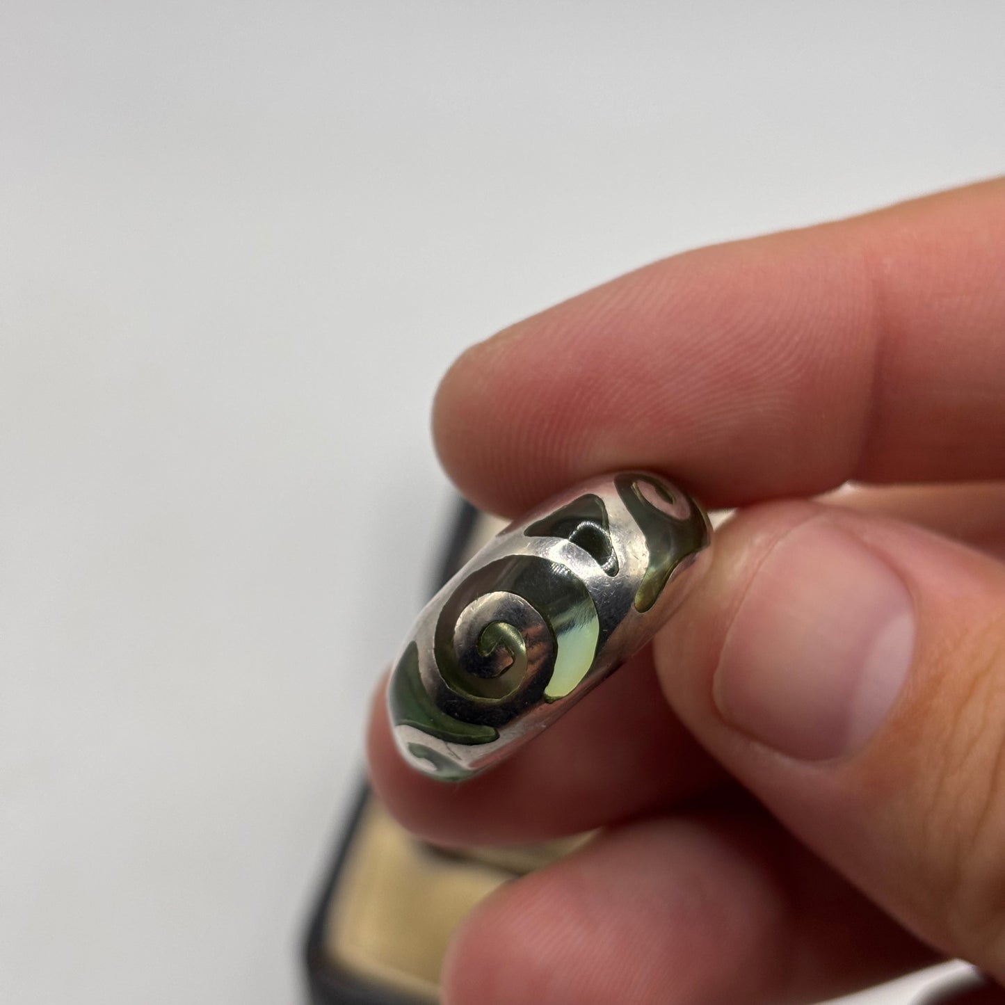 Silver Green Resin Ring (Q)