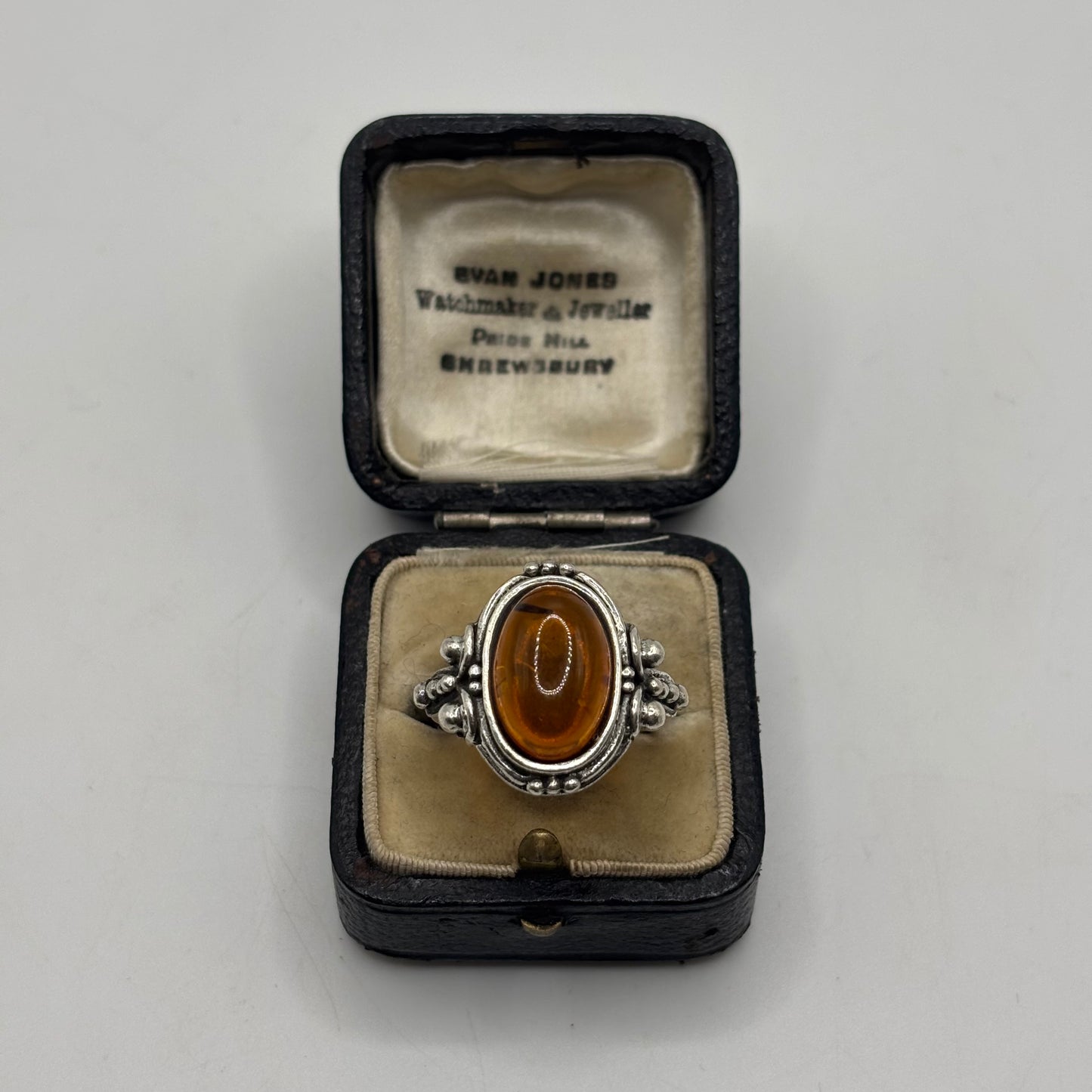 Silver Amber Ring