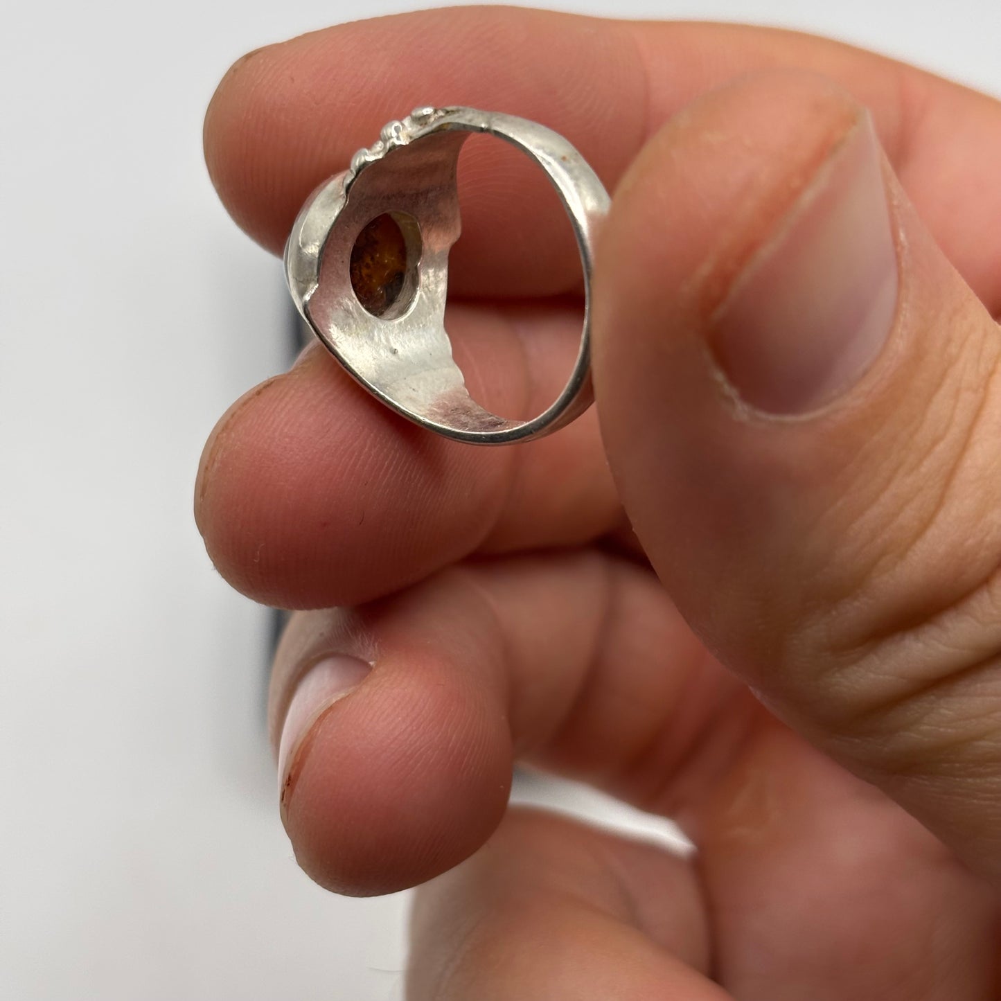 Silver Amber Ring