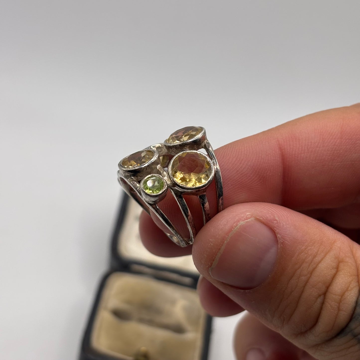 Silver Citrine & Mixed Gem Ring (N)