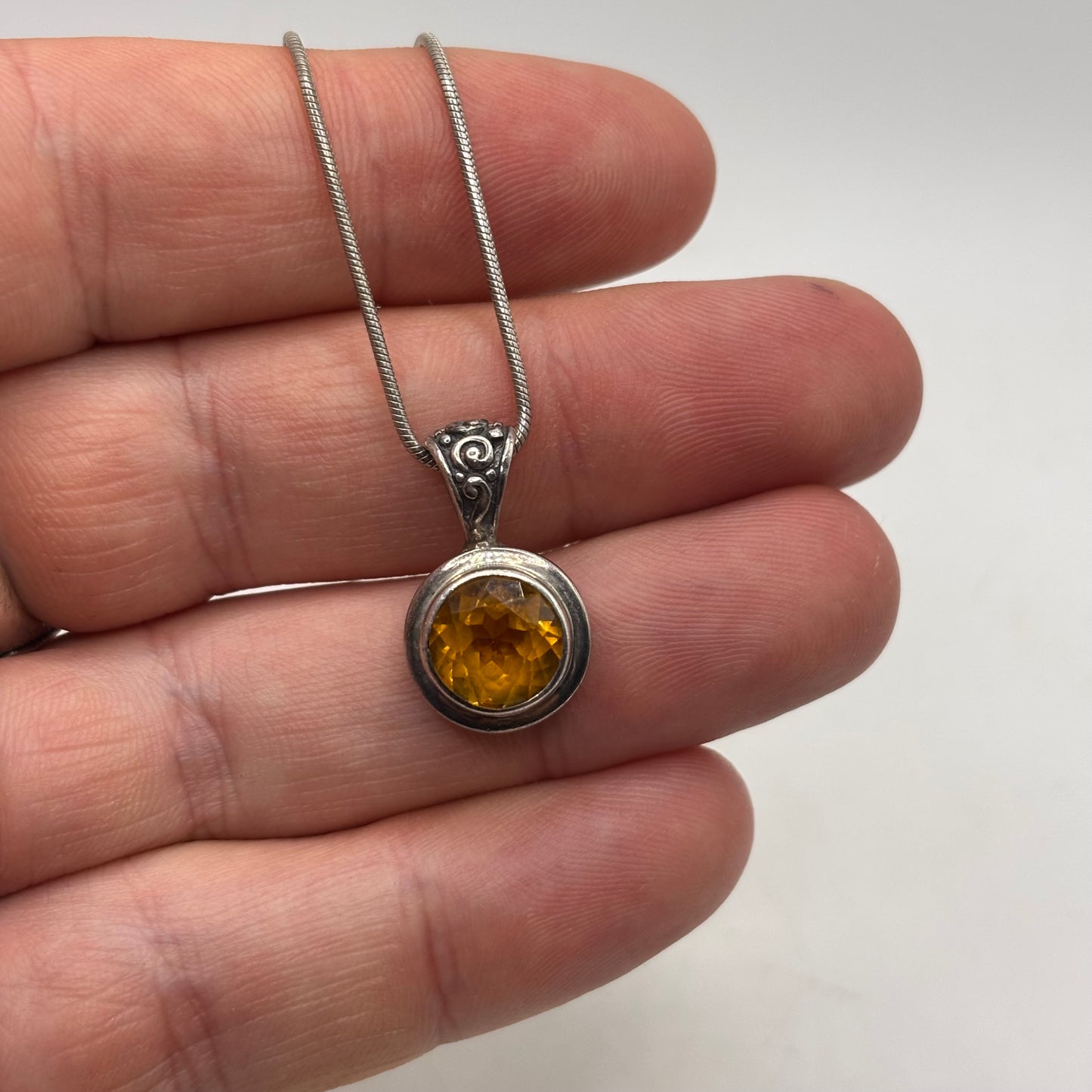 Silver 18” Citrine Necklace