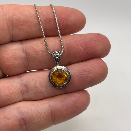 Silver 18” Citrine Necklace