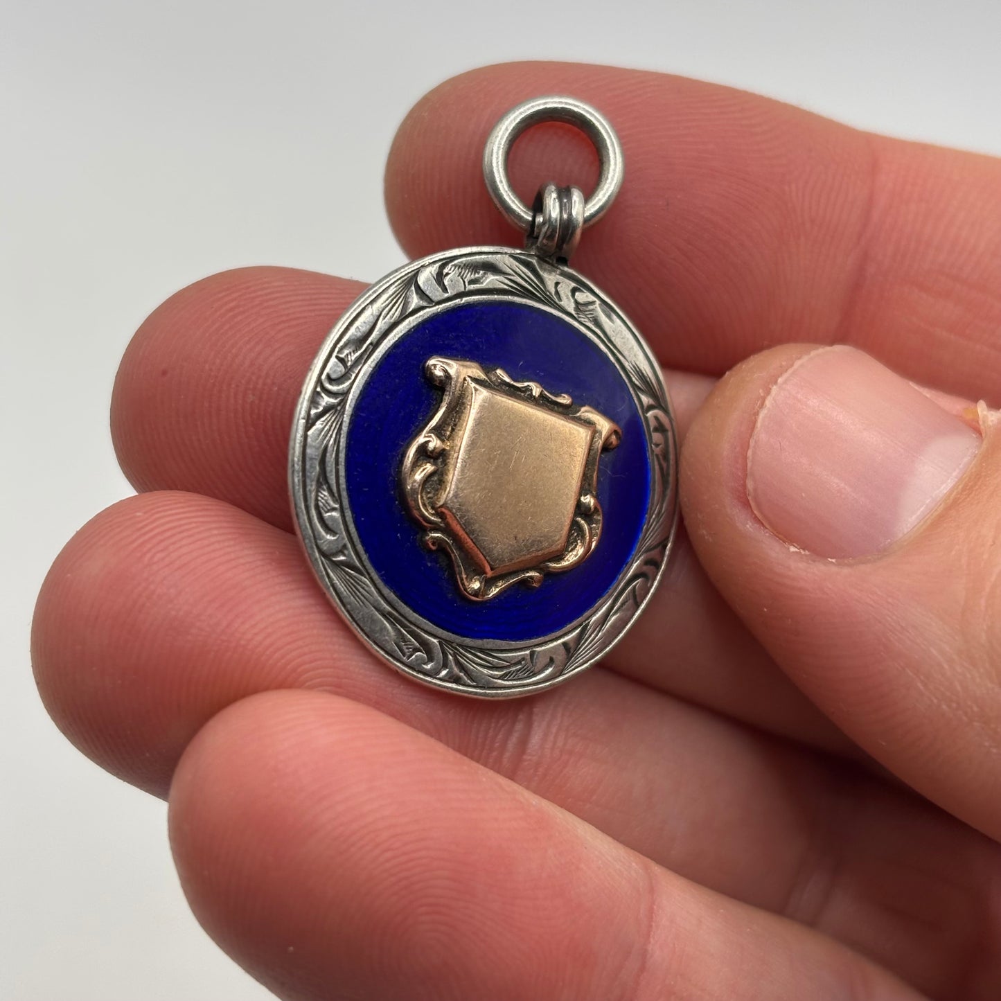 Silver Enamel Medal Pendant