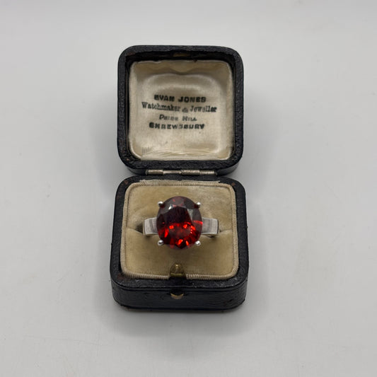 Silver Red Stone Ring