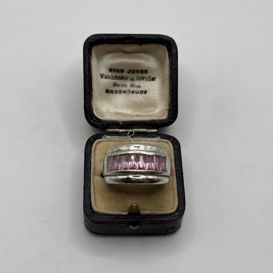 Silver Heavy Pink CZ Ring