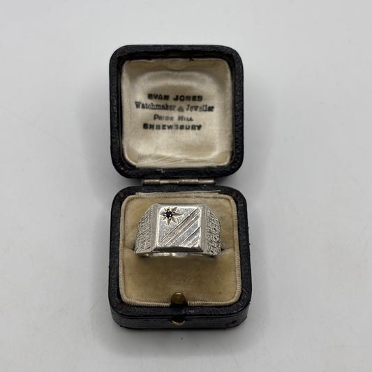 Silver Vintage Sapphire Signet Ring