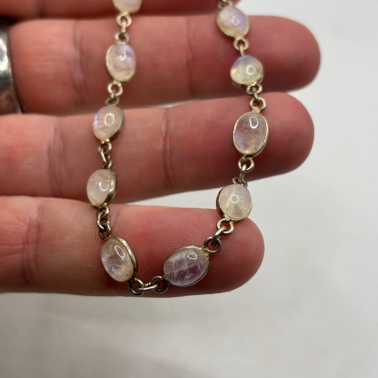 Silver 7-8” Moonstone Bracelet
