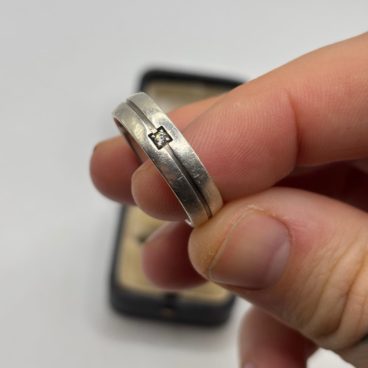 Silver Diamond Band Ring