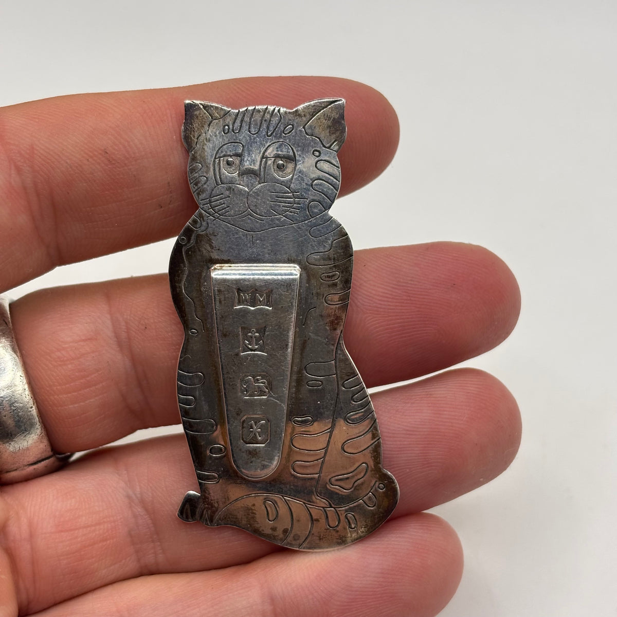 Silver Unusual Cat Bookmark