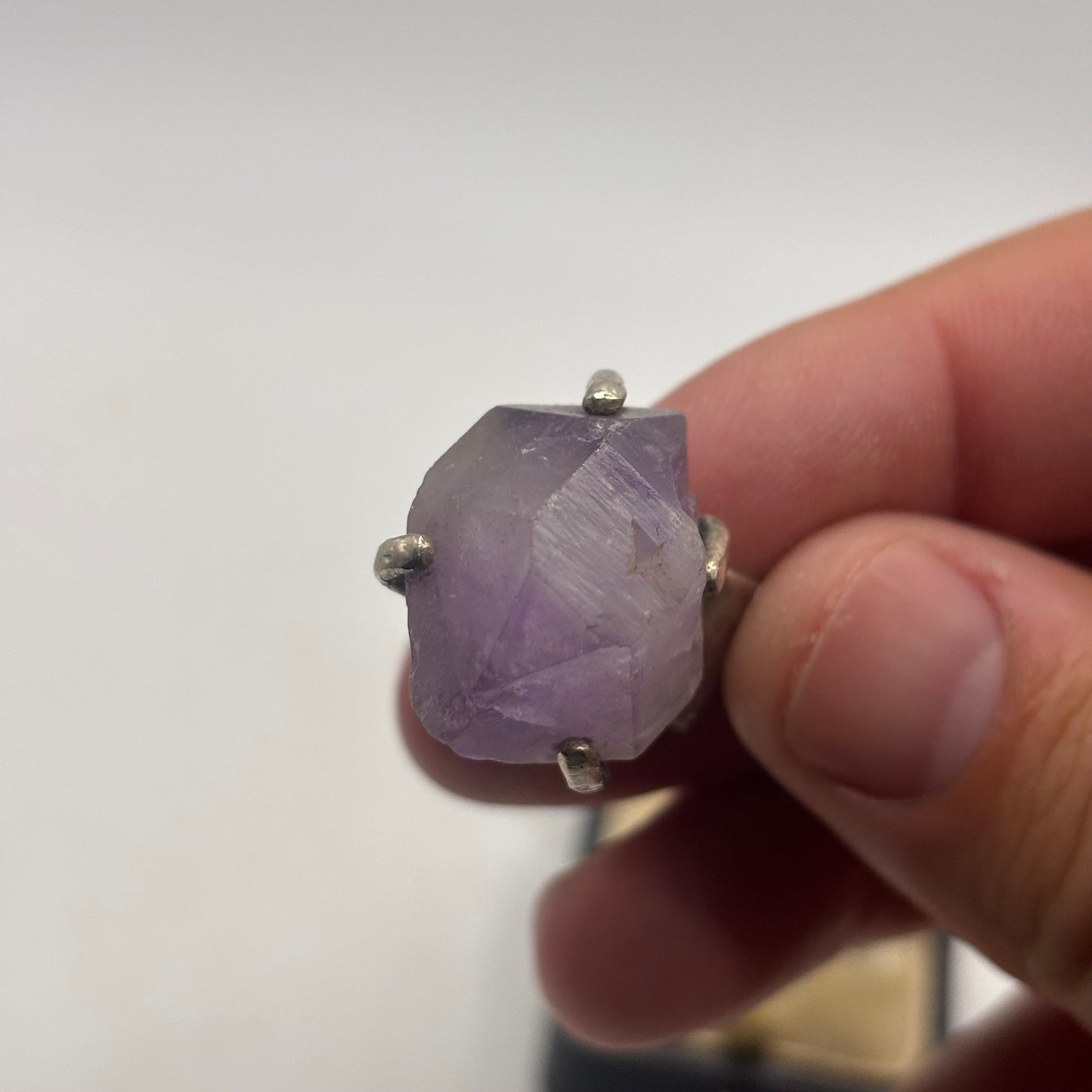 Silver Amethyst Abstract Ring (S)