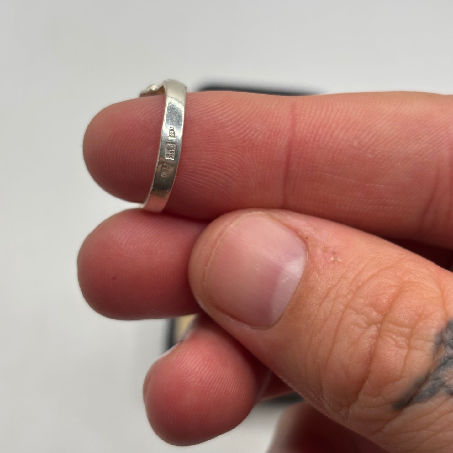Silver Amber Ring (L)