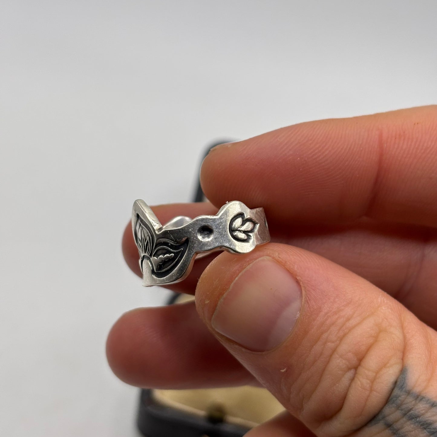 Silver Lotus Flower Band Ring