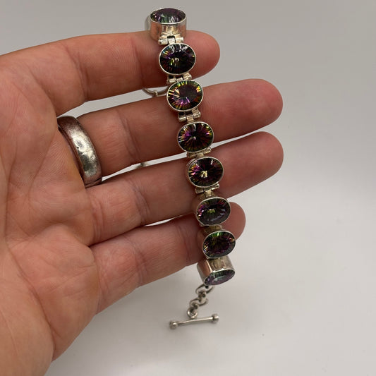 Silver 6”-8” Mystic Topaz Bracelet