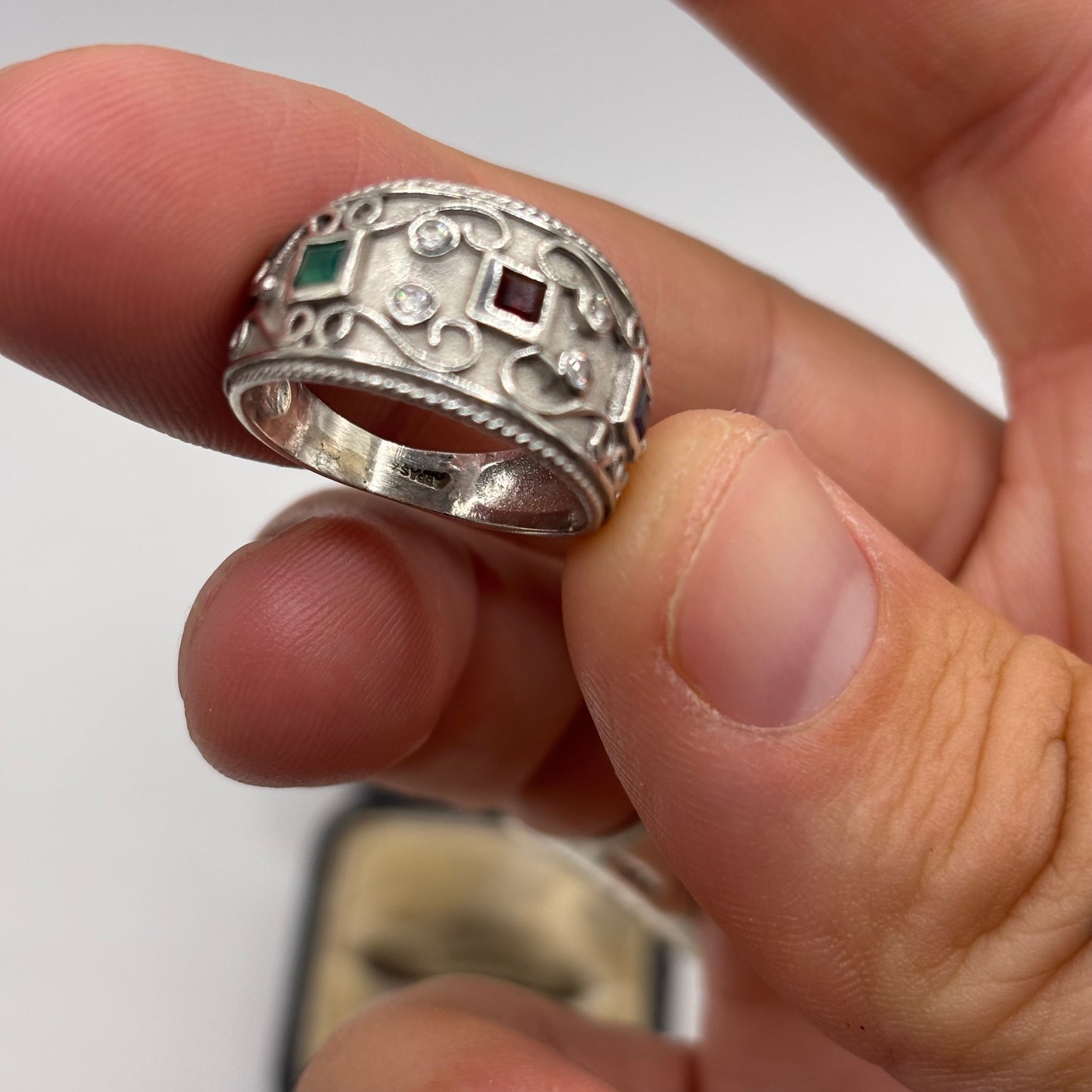 Silver Mixed Gem Ring (N)