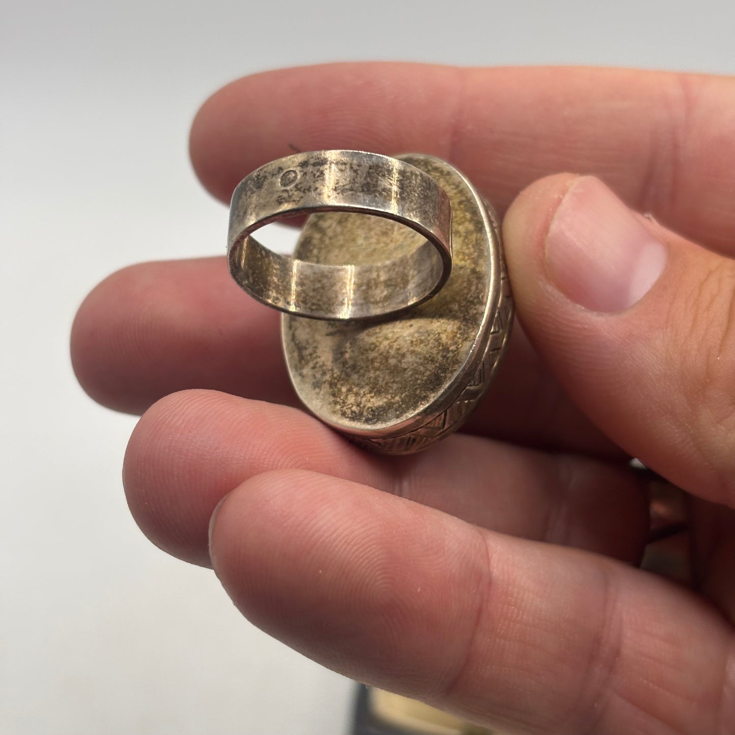 Silver Heavy Onyx Ring (Q)