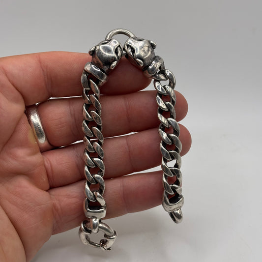 Silver 7.5” Panther Curb Bracelet