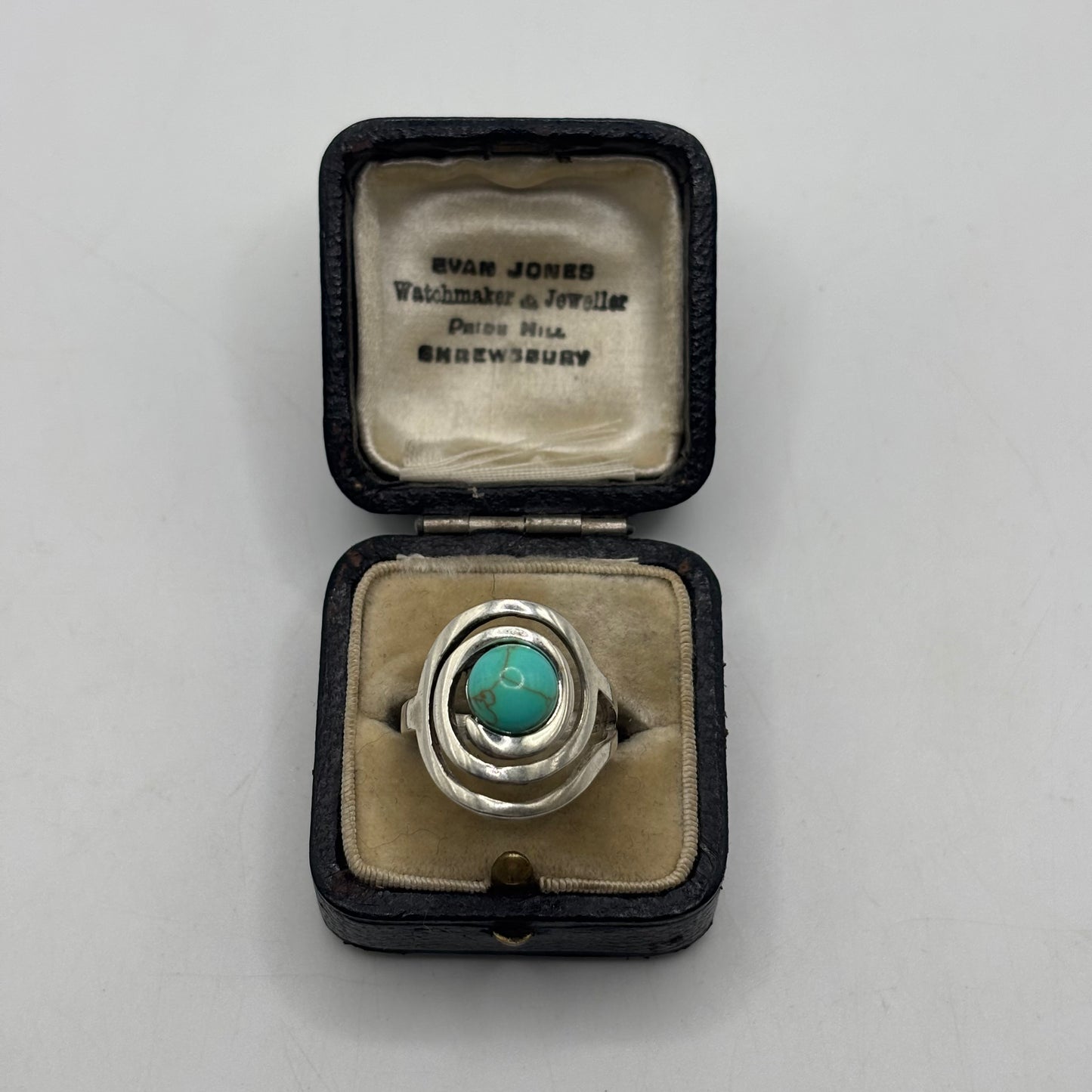 Silver Turquoise Swirl Ring