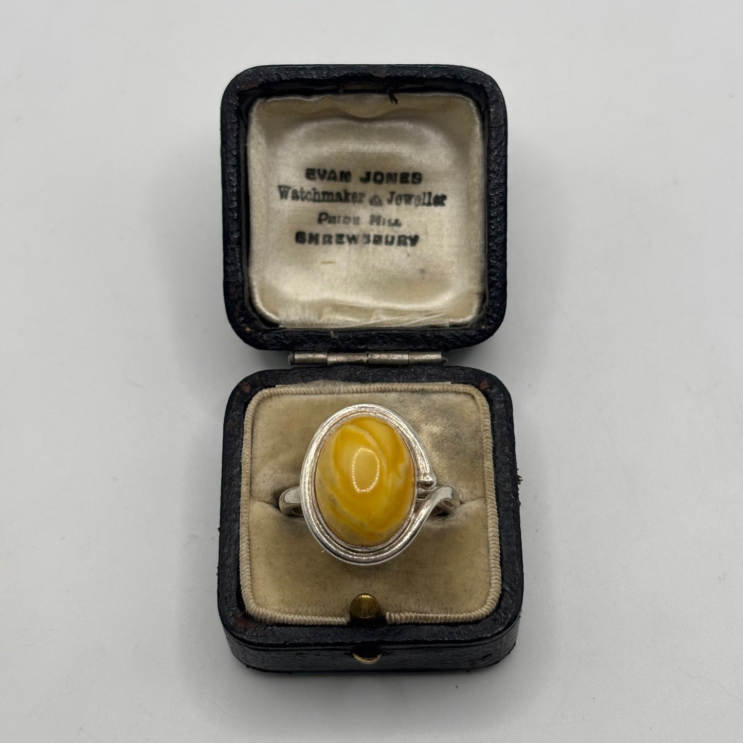 Silver Butterscotch Amber Ring (R)