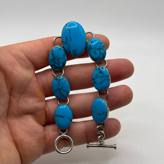 Silver 7.5” Mexican Turquoise Bracelet
