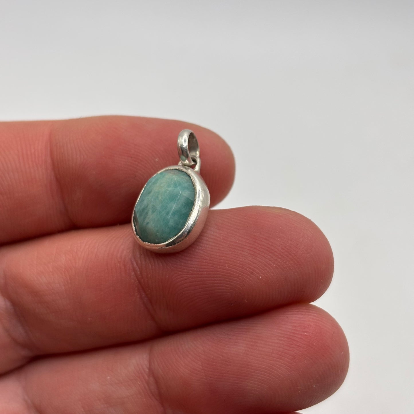 Silver Faceted Larimar Pendant