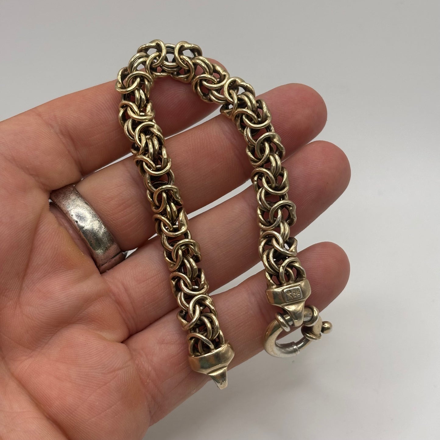 7.5” Gold On Silver Byzantine Bracelet