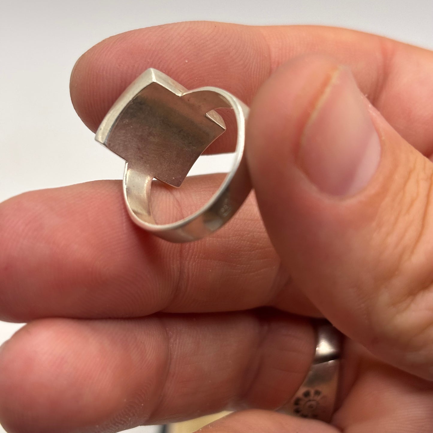 Silver Amber Inlayed Ring (P)