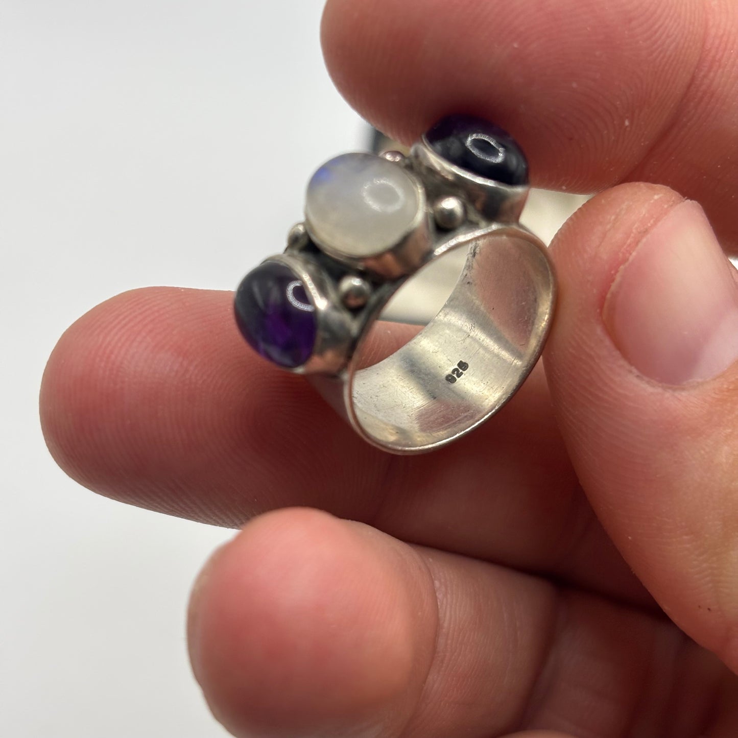 Silver Amethyst & Moonstone Ring (N)