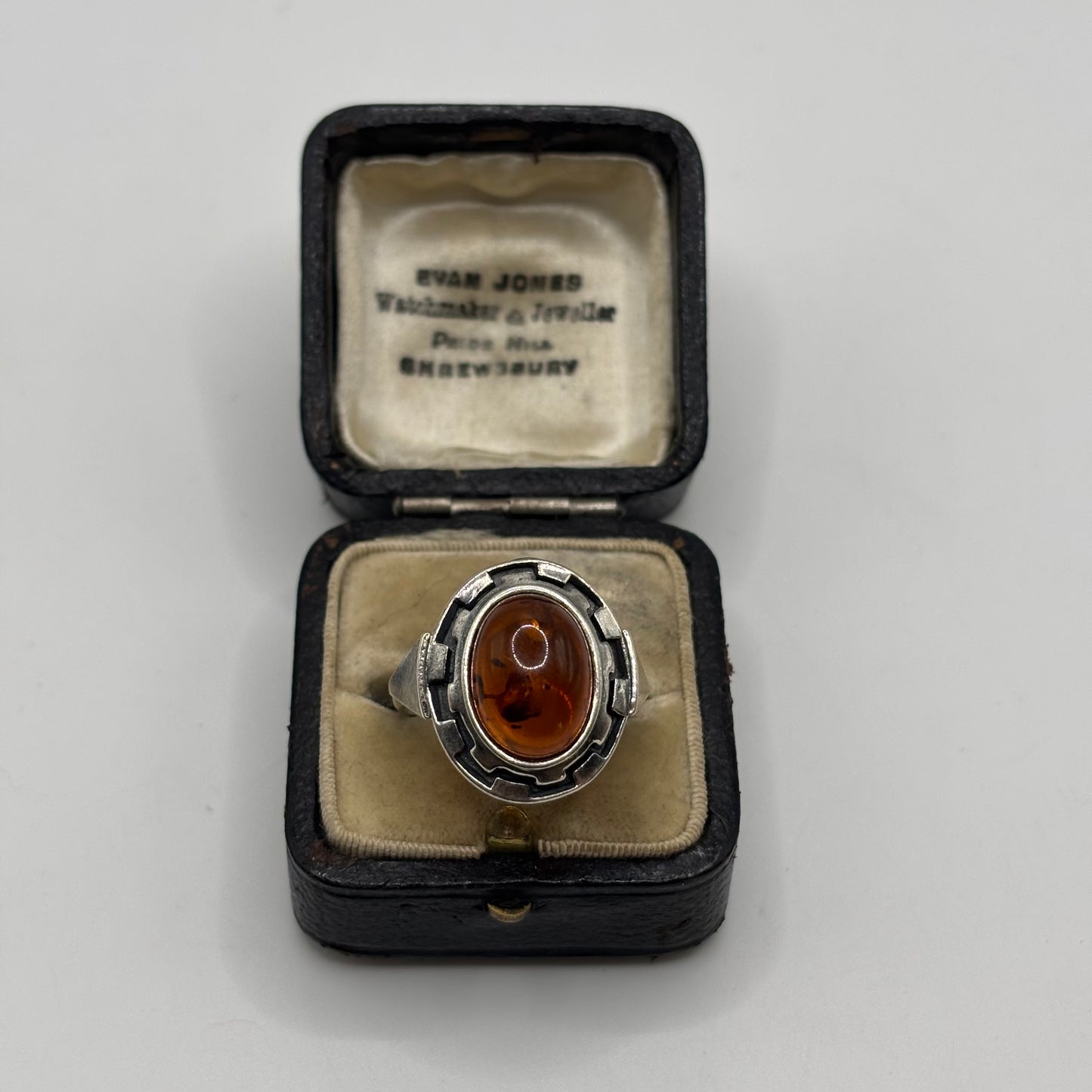 Silver Amber Greek Ring (S)