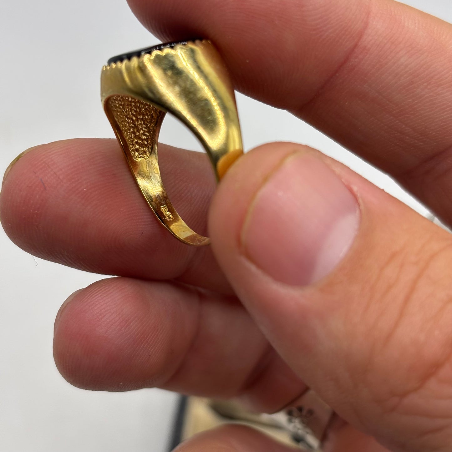 Silver Gold Plated Onyx Signet Ring (S)