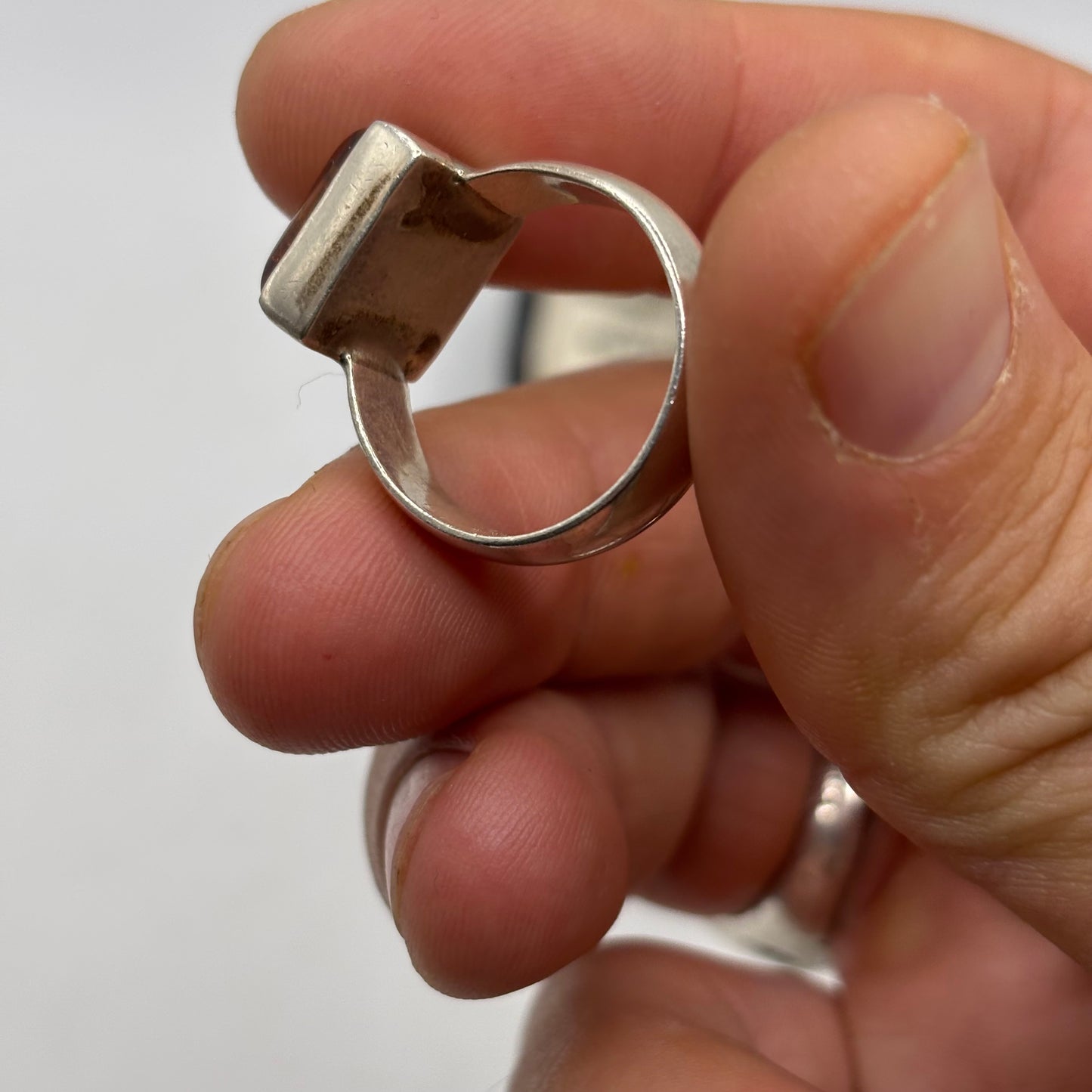 Silver Amber Ring