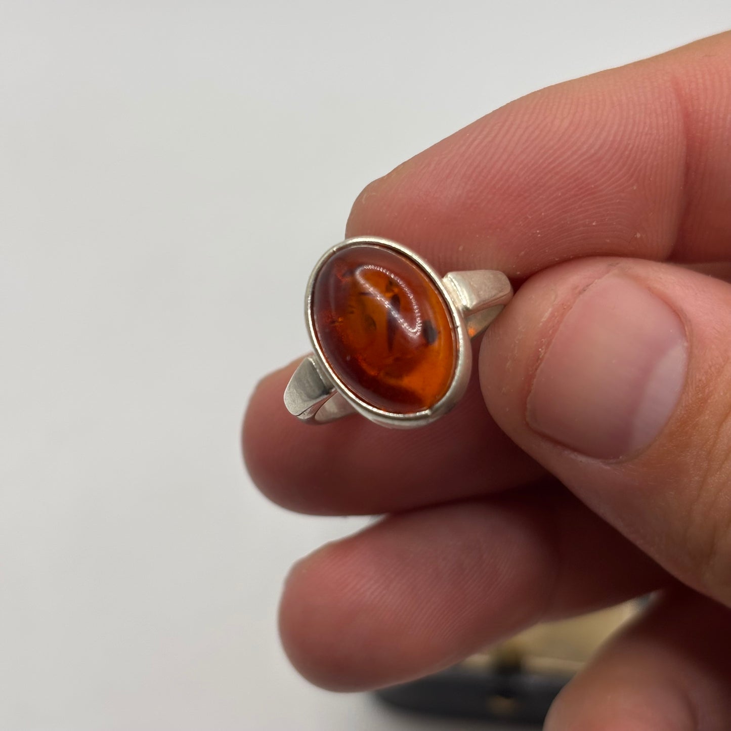 Silver Amber Ring (P)